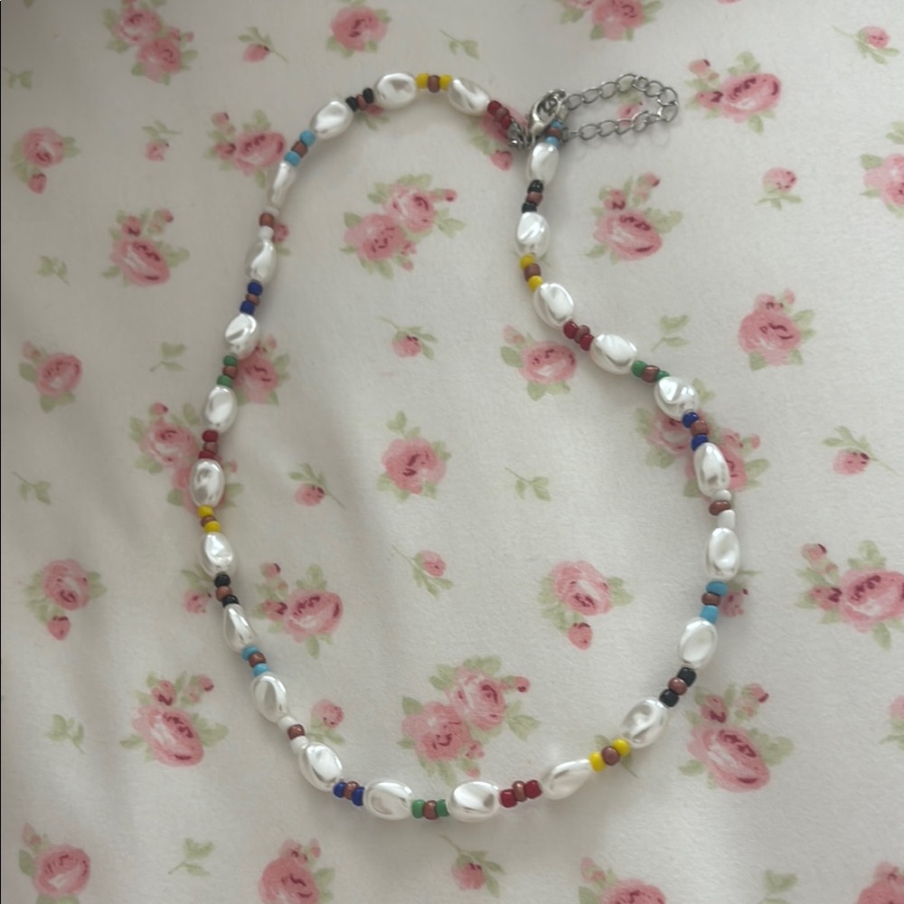 Colorful Beaded Pearl Necklace
